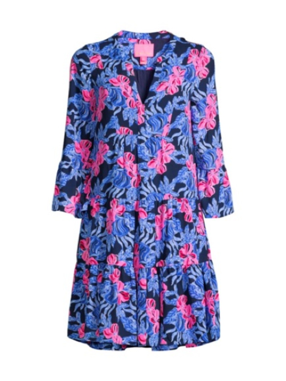 Lilly Pulitzer Navy Dress with Pink & Blue Floral Print